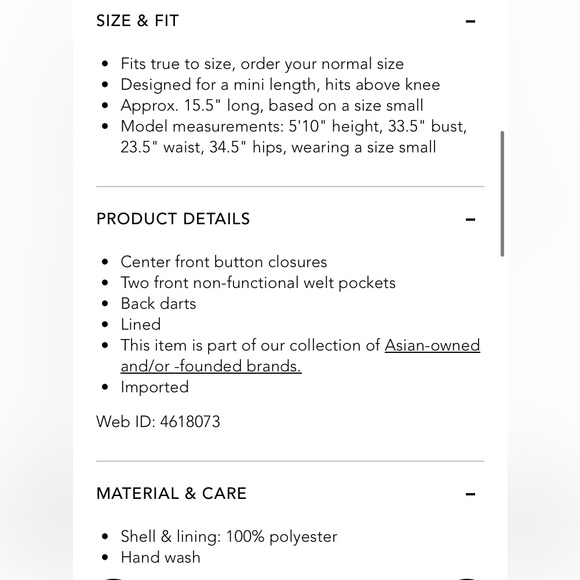 Bloomingdale’s FORE Button Front Mini Skirt White Small - Picture 4 of 7